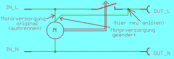 Schaltbild einer mechanischen Zeitschaltuhr